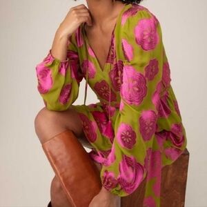 Trina Turk Tribecca "Tavern On The Green" Silk A Line Dress XS Nwt